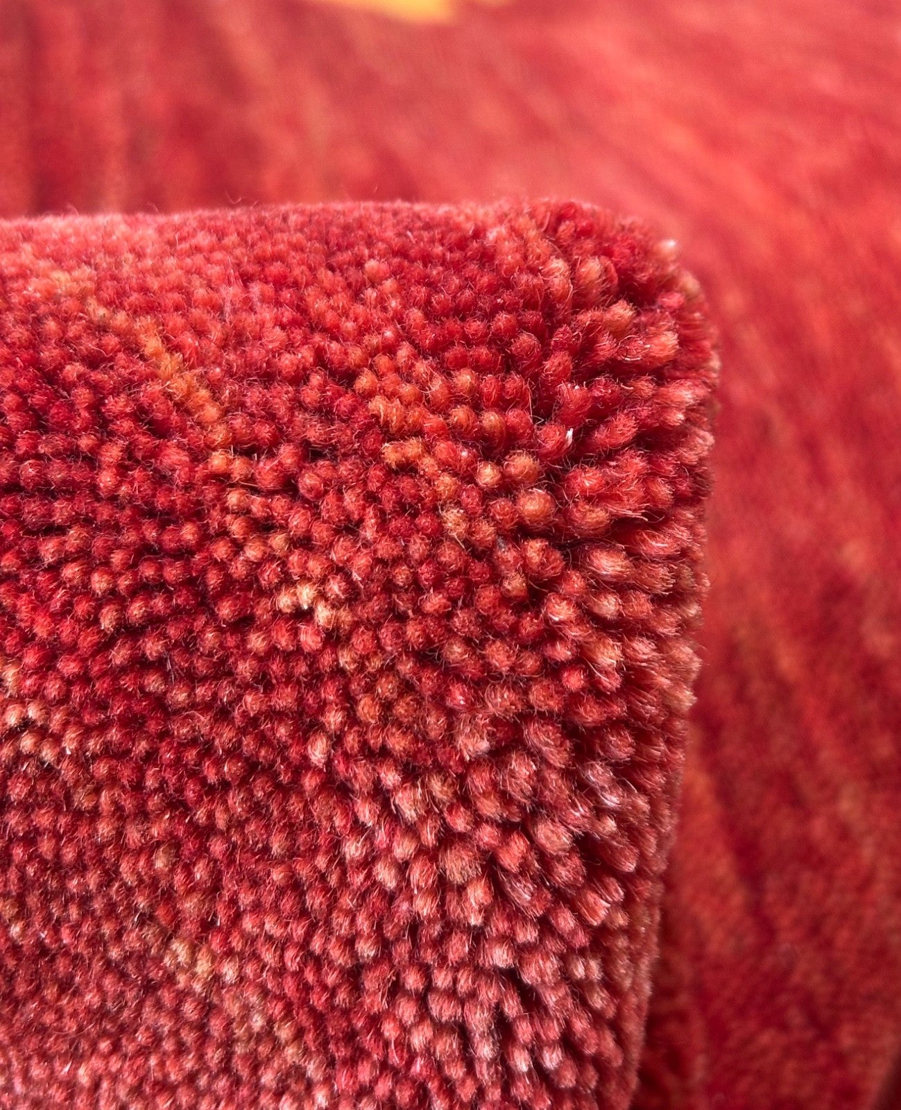 Wollteppich 200x300 Rot Blau Gelb Handgewebt Modern Unikat Orient Teppich