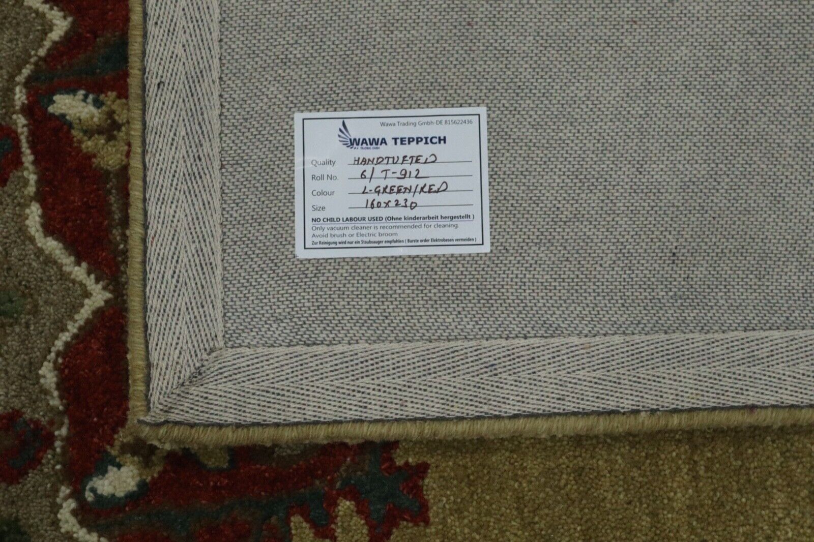 Mint Orient Teppich 100% Wolle 160X230 cm Handarbeit Handgetuftet T912