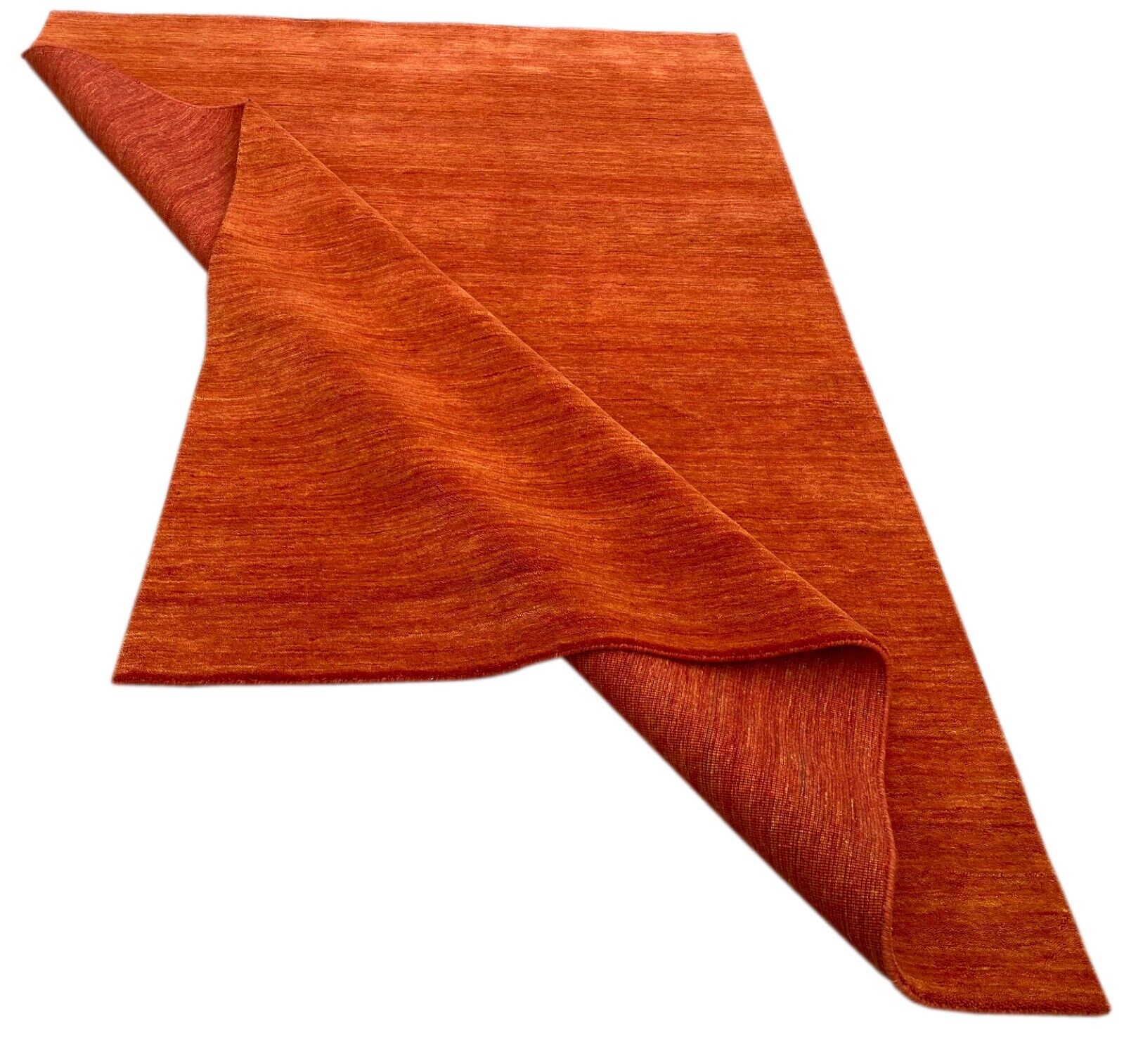 Terrakotta Teppich 100% Wolle Handgewebt Orange Orientteppich U1