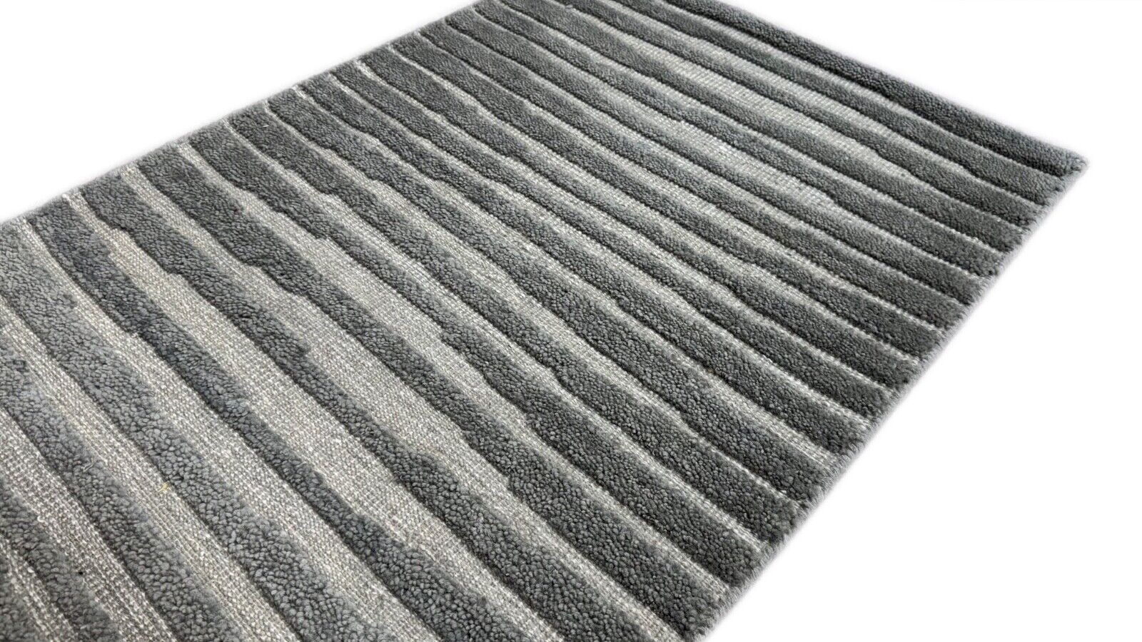 Kézzel csomózott gyapjúszőnyeg 60x90, modern szürke és bézs, DKD-768