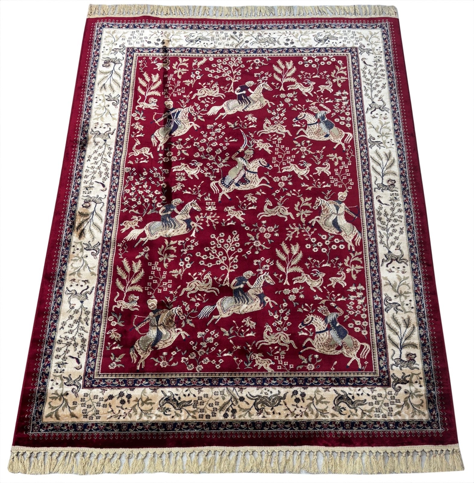 Orientteppich Kashmir Design 150x210 cm Viskose Seidenglanz Rot Beige M57R