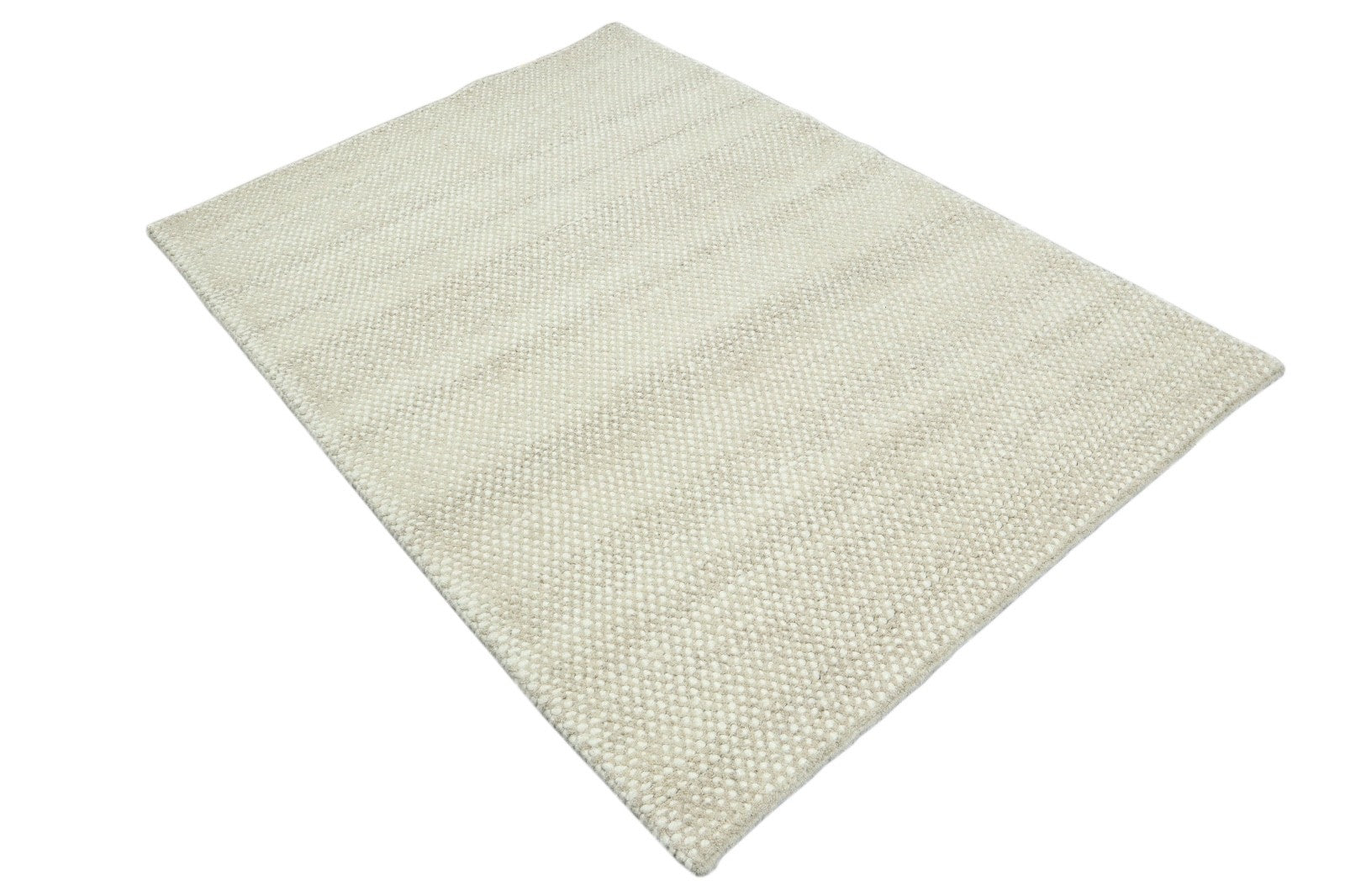 Silber Design Teppich Läufer 100% Wolle Handgewebt Beige Creme Weich D727