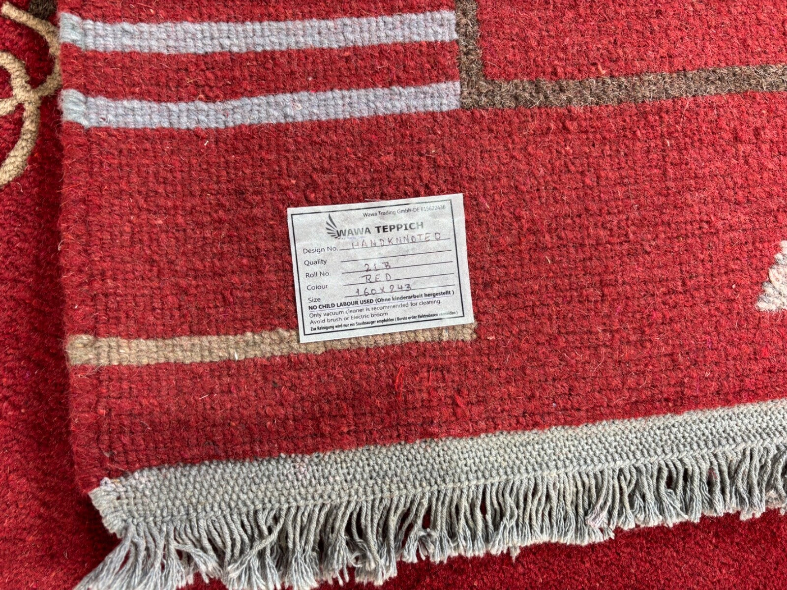 Rot Teppich Indo Nepal Handgeknüpft 100% Wolle 160X230 cm Orientteppich R21B