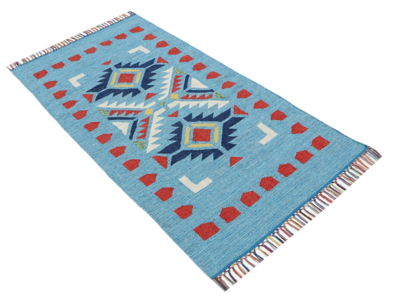 Kelim Teppich 100% Baumwolle flach gewebt mit Fransen Kilim Dhurrie 8 Designs CT