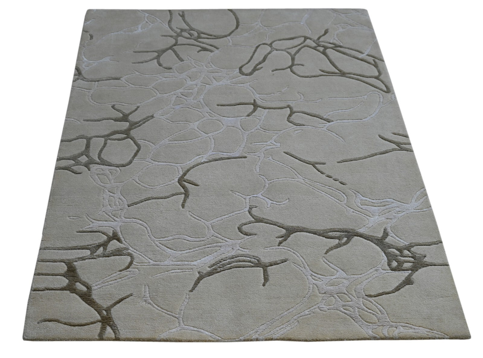 Modernes Handgeknüpfter Wolle 120x180 Vintage Creme Wohnzimmer Teppich SH146