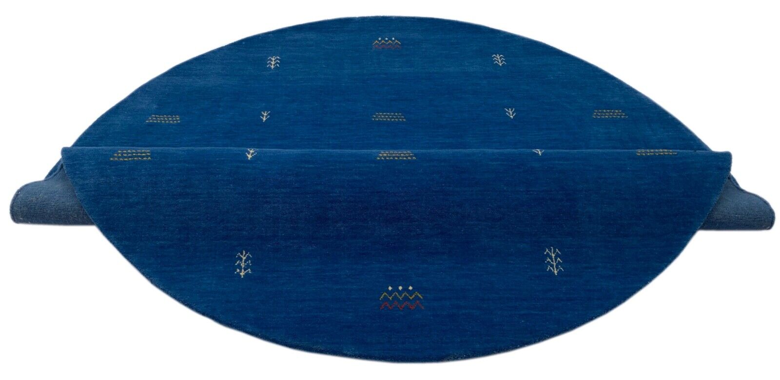 Rund Gabbeh Blau Teppich 200x200 cm Handgewebt 100% Wolle Lori G64T6