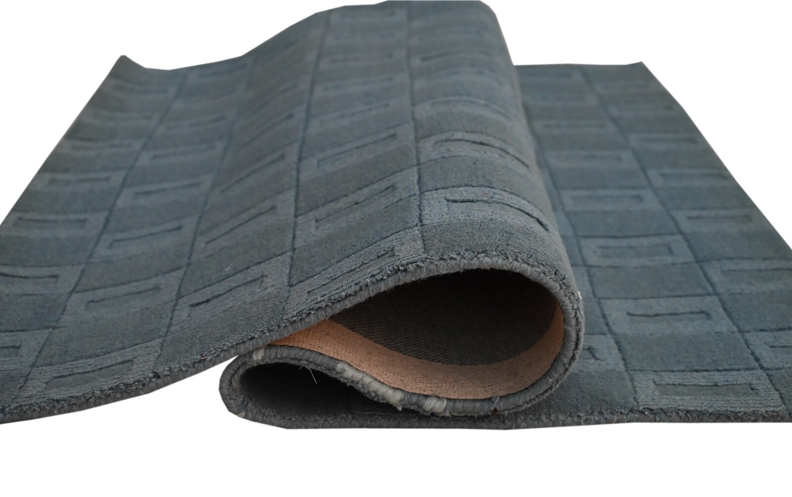 Handgetufteter Wolle teppich 90x150 Blau Modern Wohnzimmer SH242