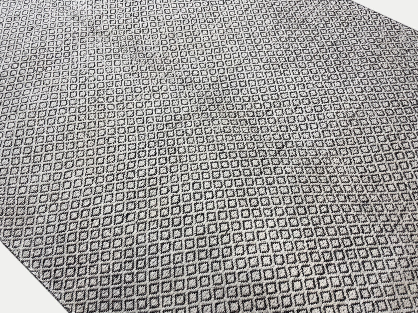 Flachgewebter Kilim Teppich 170x240cm 100% Wolle Beige Dunkelgrau ST14