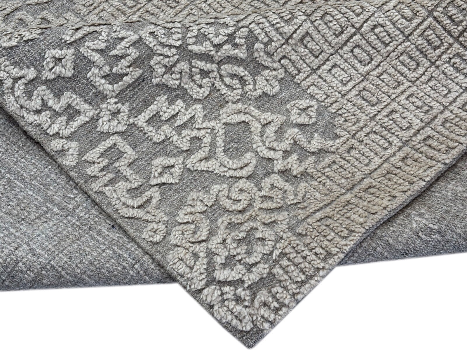 Handgeknüpfter Wollteppich 152x243 cm Beige Grau  Modern Design DT960