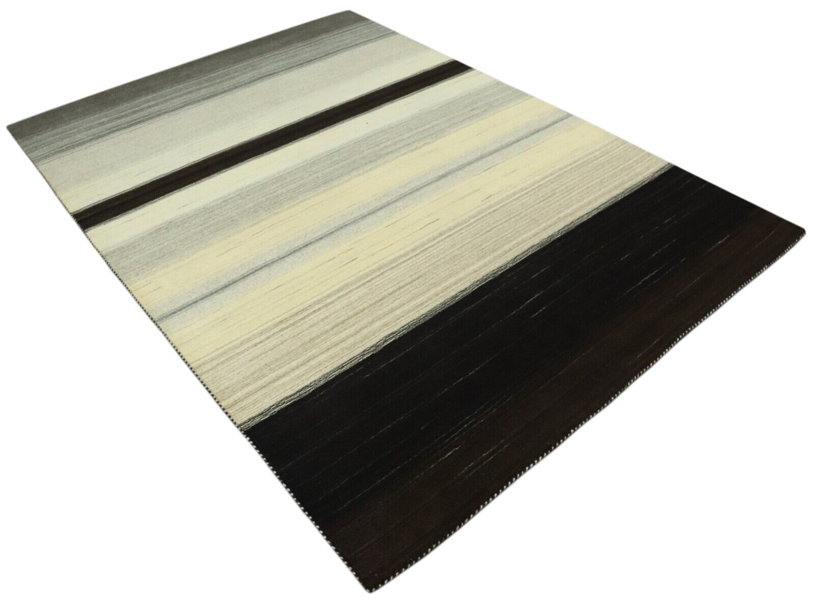 Tappeto 100% Lana 170x240 cm Grigio Nero Beige Tessuto a Mano Gabbeh LR1050 