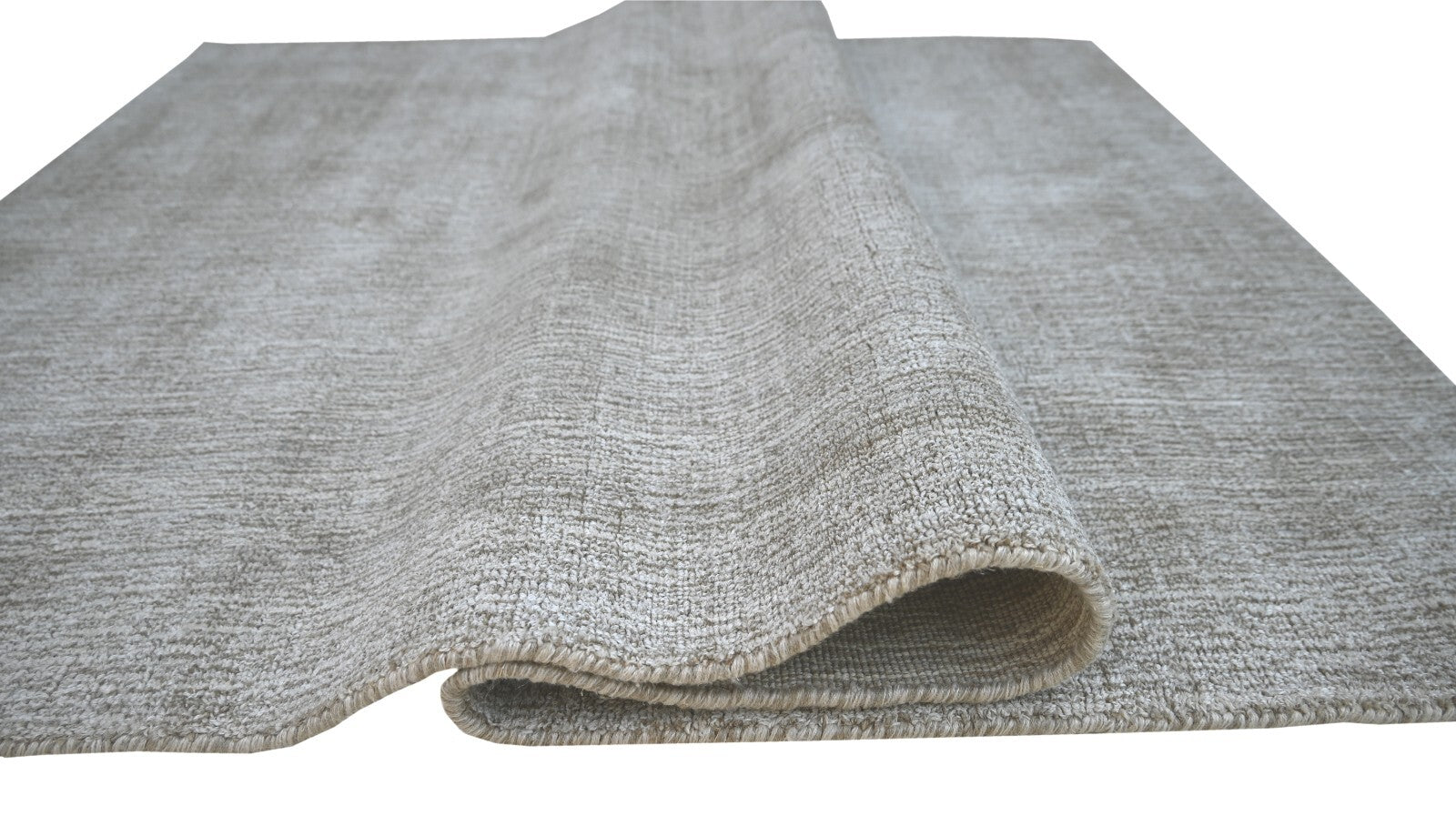 Handgewebter Teppich 120x180 Beige Glanzoptik Leinen Flach Wohnzimmer SH255