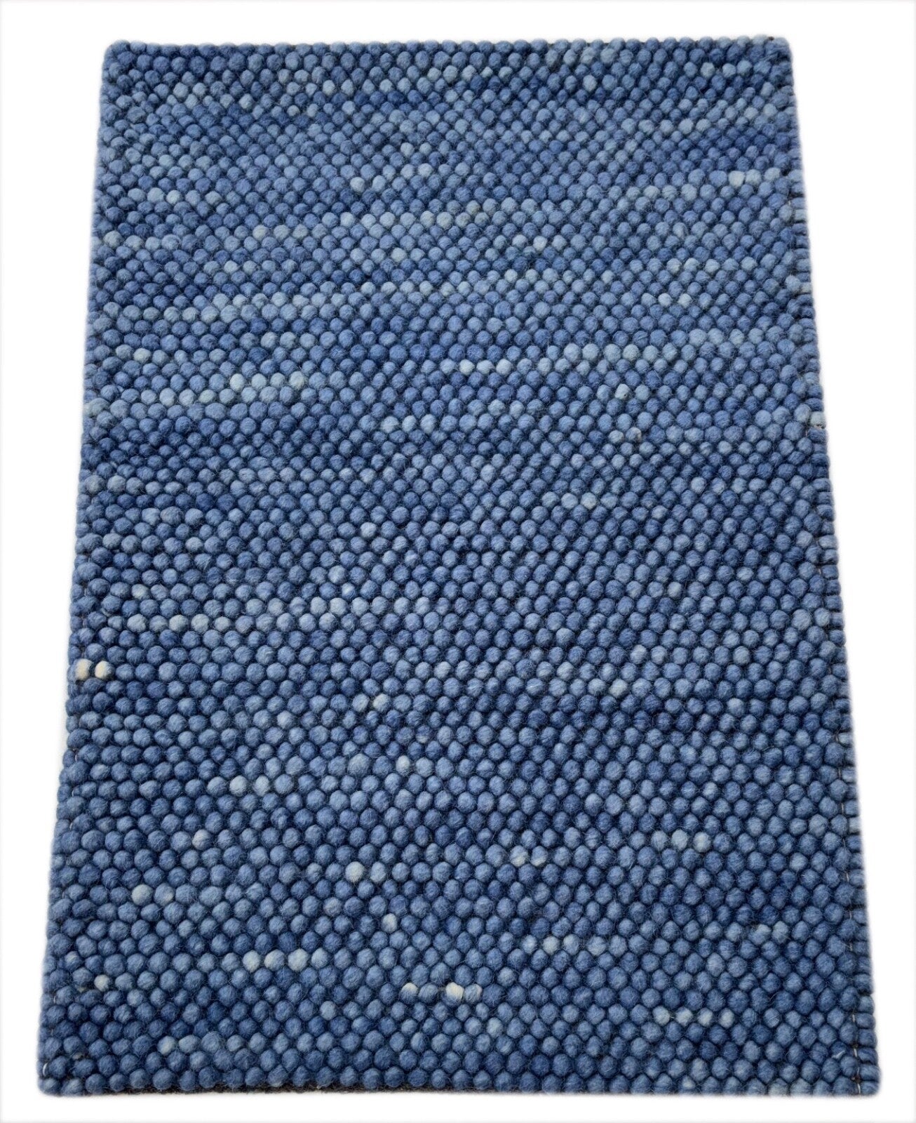 Handgefertigter Kilim Dhurry Teppich 60x90 Blau 100% Wolle Flachgewebe R92