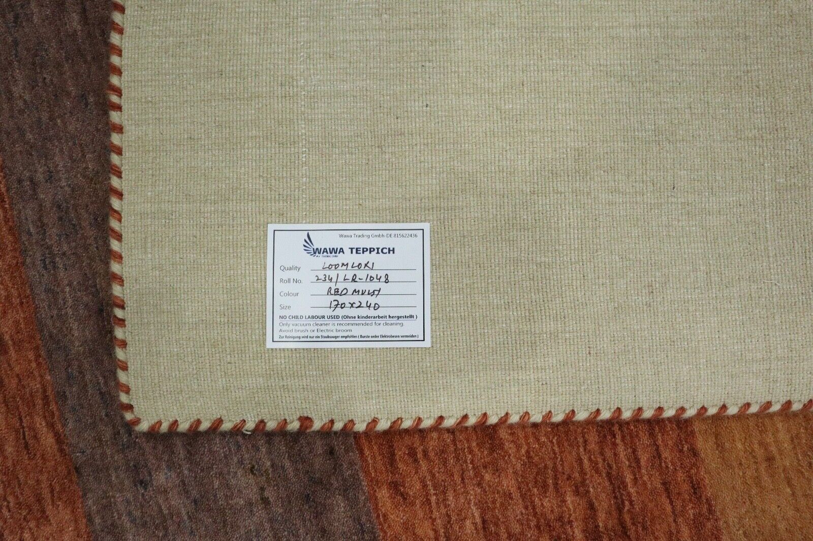 Teppich 100% Wolle 170x240 cm Terrakotta Beige Handgewebt Gabbeh LR1048