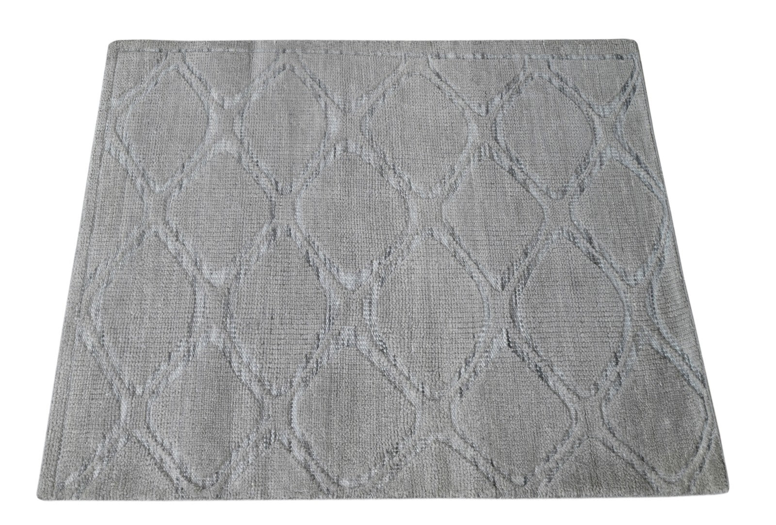 Modernus rankomis rištas vilnonis 90x150 vintažinio pilko svetainės kilimas SH184