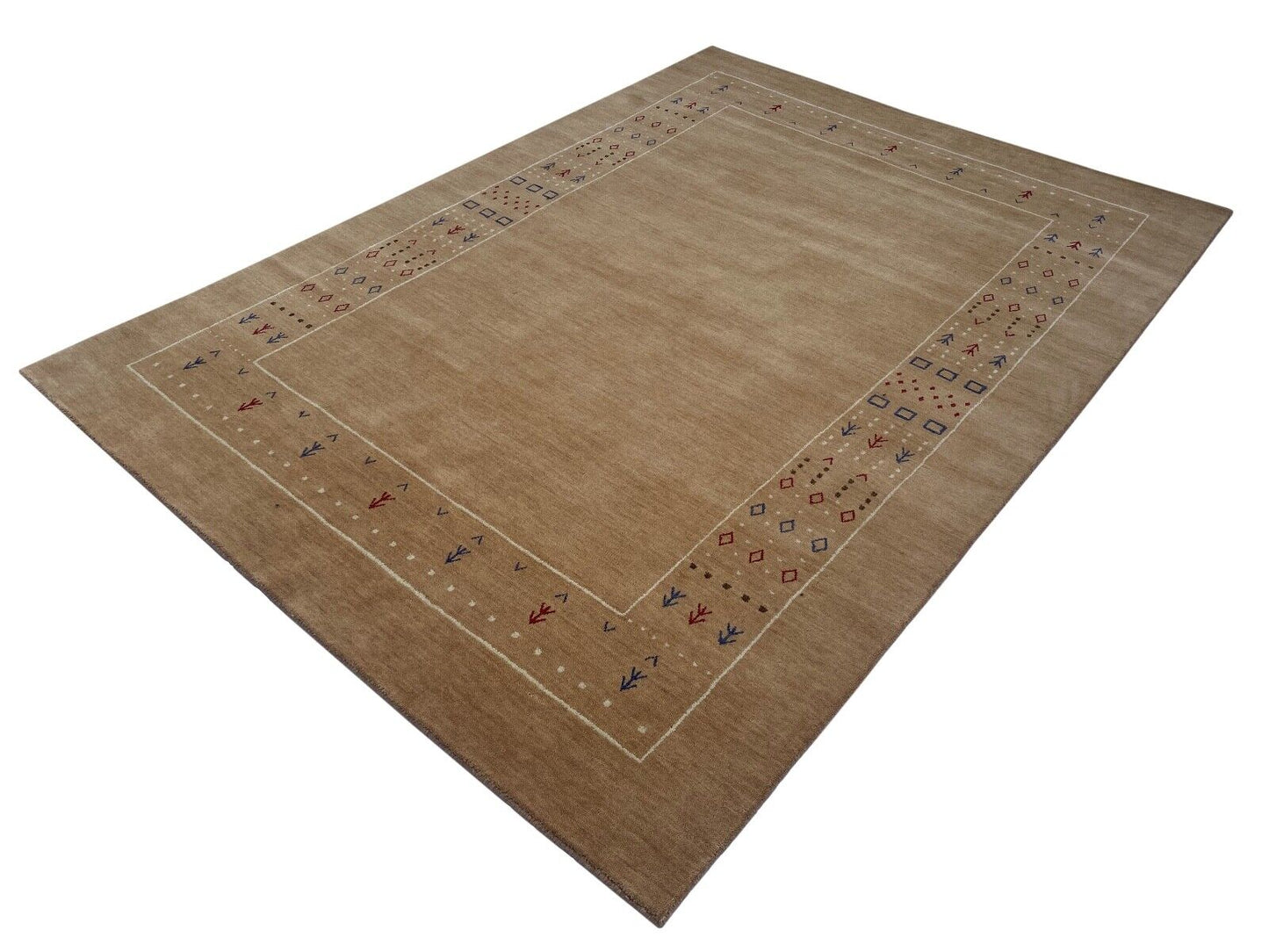Pfirsich hell braun Teppich 100% Wolle 200x300 cm Handgewebt Orientteppich ac1