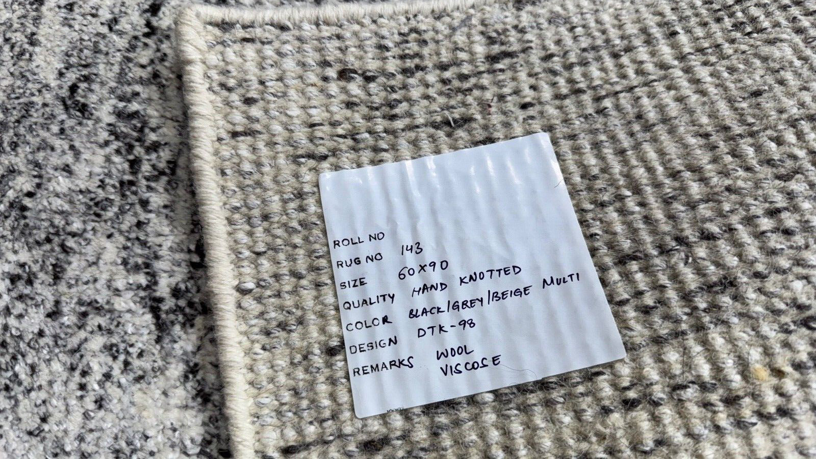 Moodne vaip 60x90 Käsitsi sõlmitud vill ja viskoos hallbeež must DTK-98