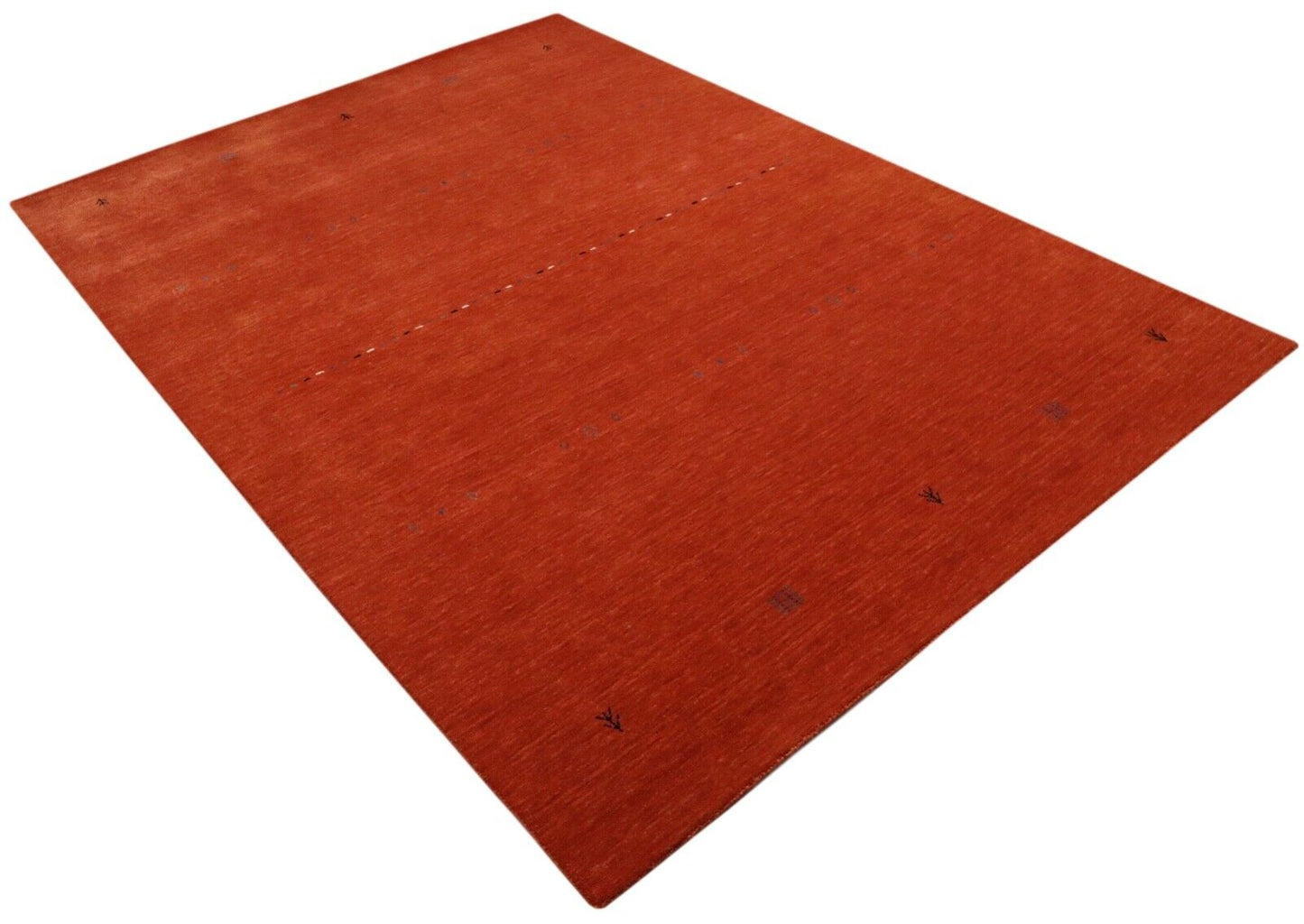 Terrakotta Teppich 100% Wolle 170x240 cm Handgewebt Gabbeh Orientteppich LR1049