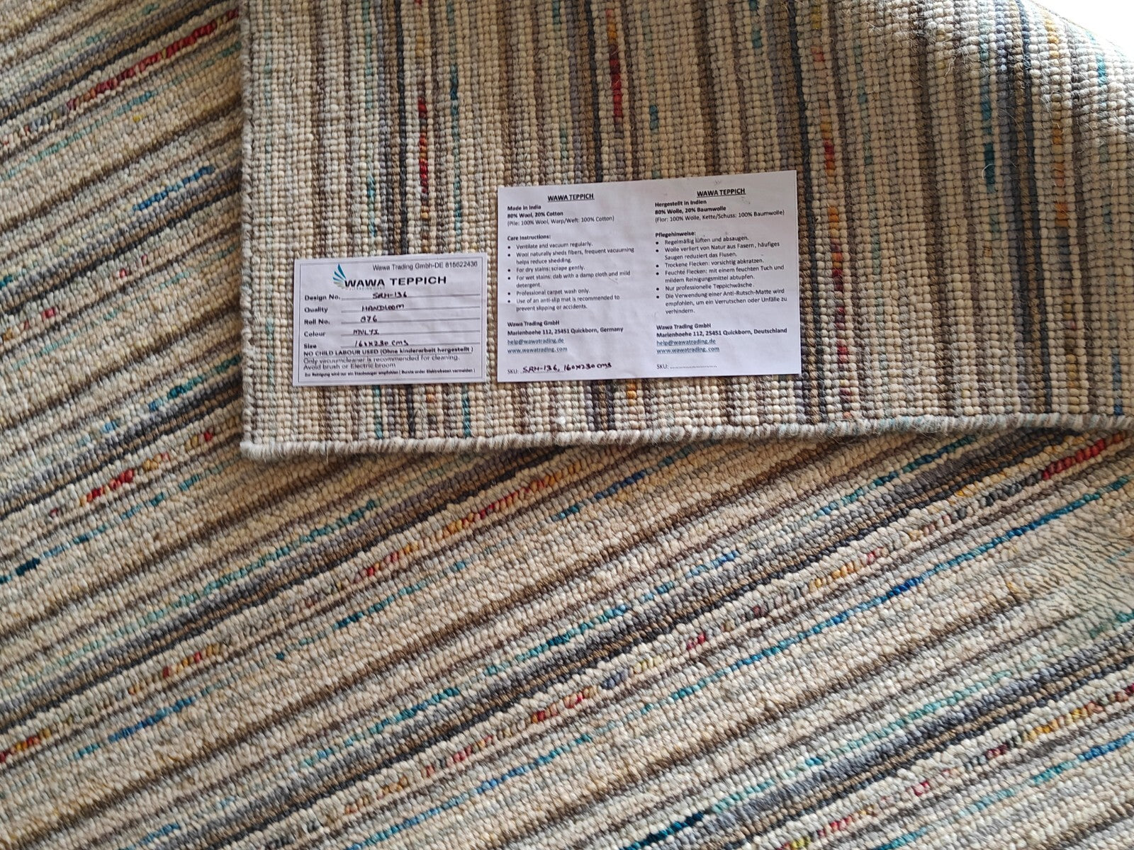 Handgewebter Teppich 160x230 Multi Glanzoptik Wolle Wohnzimmer SH136