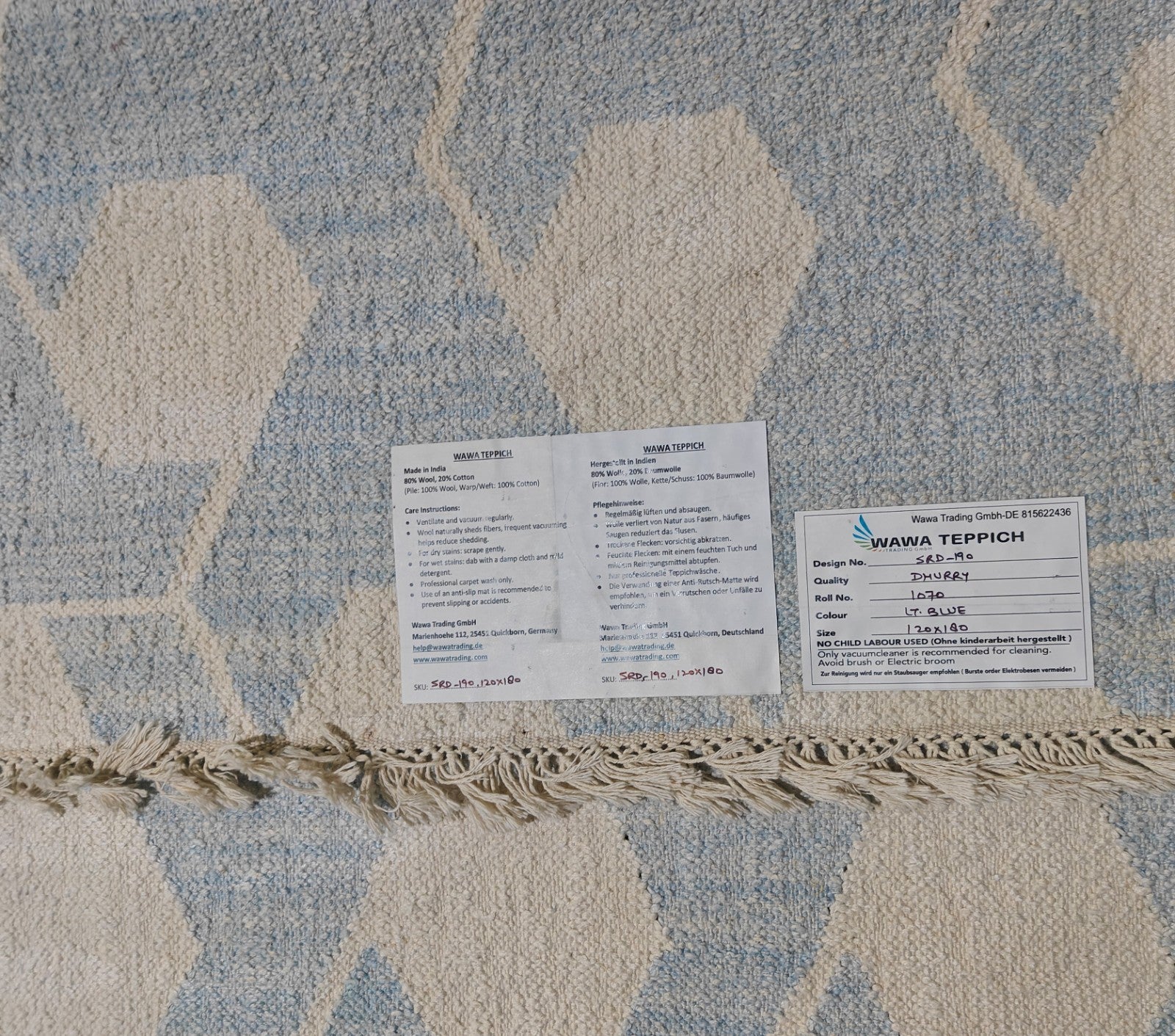 Bunter Wollteppich 120x180 cm Handgefertigt Modern Natur Teppich sh190