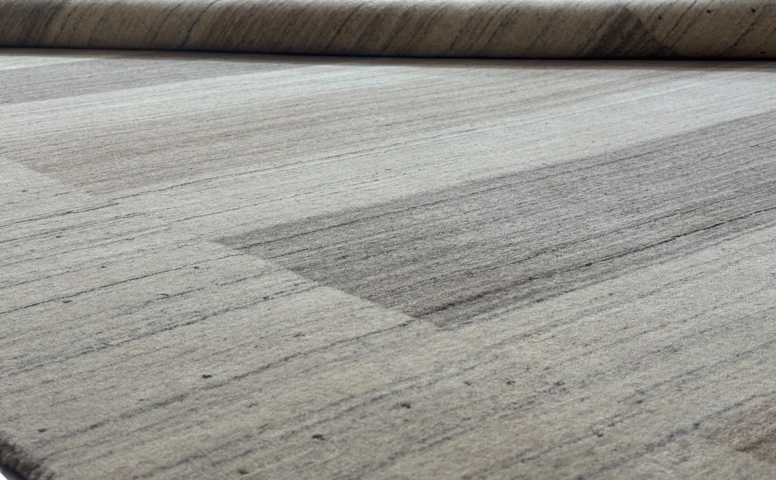 Handgewebter Wollteppich 200x300 cm Modernes Streifen Design Naturtöne Beige AN2