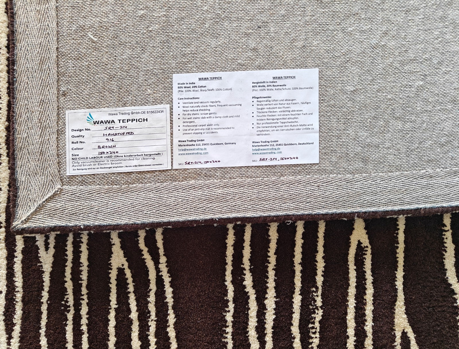 Handgetufteter Wolle Viskose teppich 150x240 braun  Modern Wohnzimmer SH214