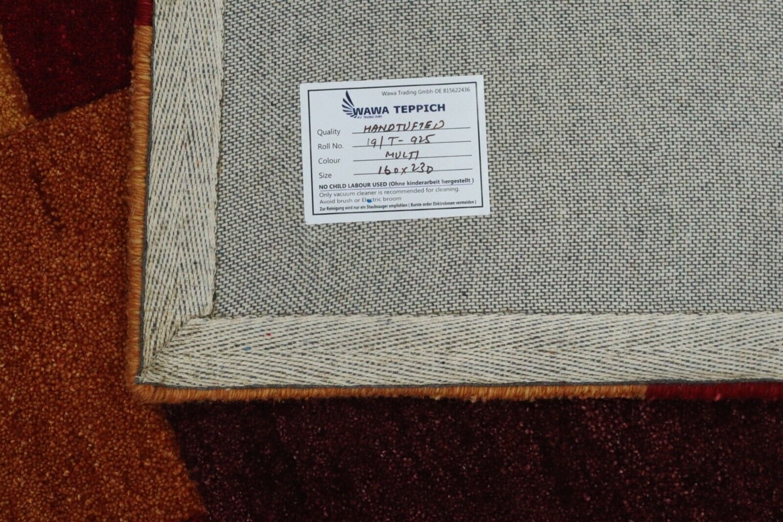 Terrakotta szőnyeg, 100% gyapjú, piros, 160x230 cm, kézzel készített, kézzel csomózott, T925