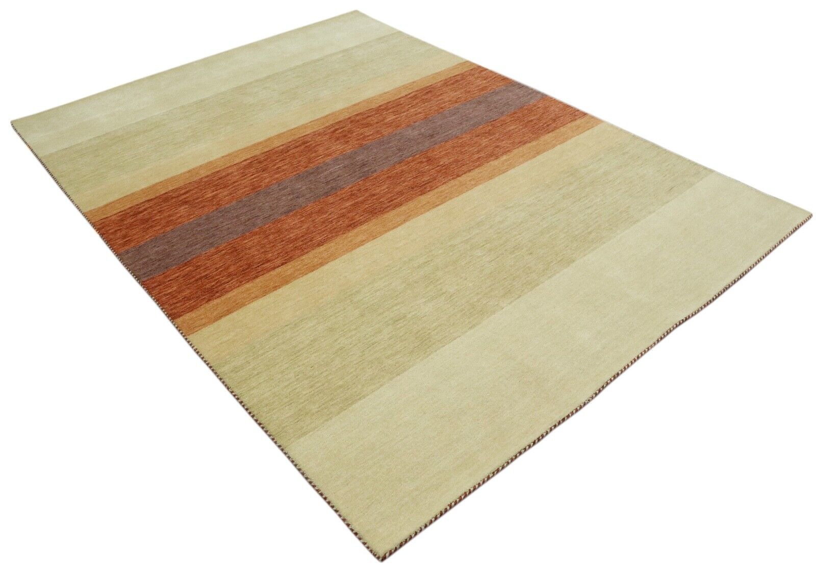 Teppich 100% Wolle 170x240 cm Terrakotta Beige Handgewebt Gabbeh LR1048