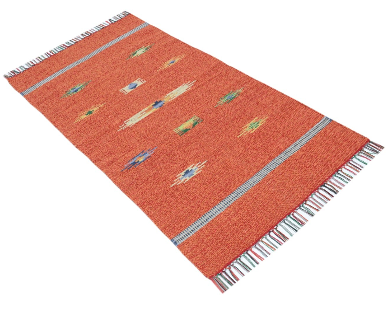 Kelim Teppich 100% Baumwolle flach gewebt mit Fransen Kilim Dhurrie 8 Designs CT