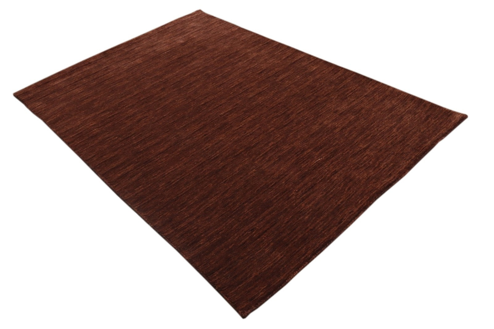 Handgewebter Gabbeh Teppich 100% Wolle Kaffeefarbe Uni 120x180 cm HL1075