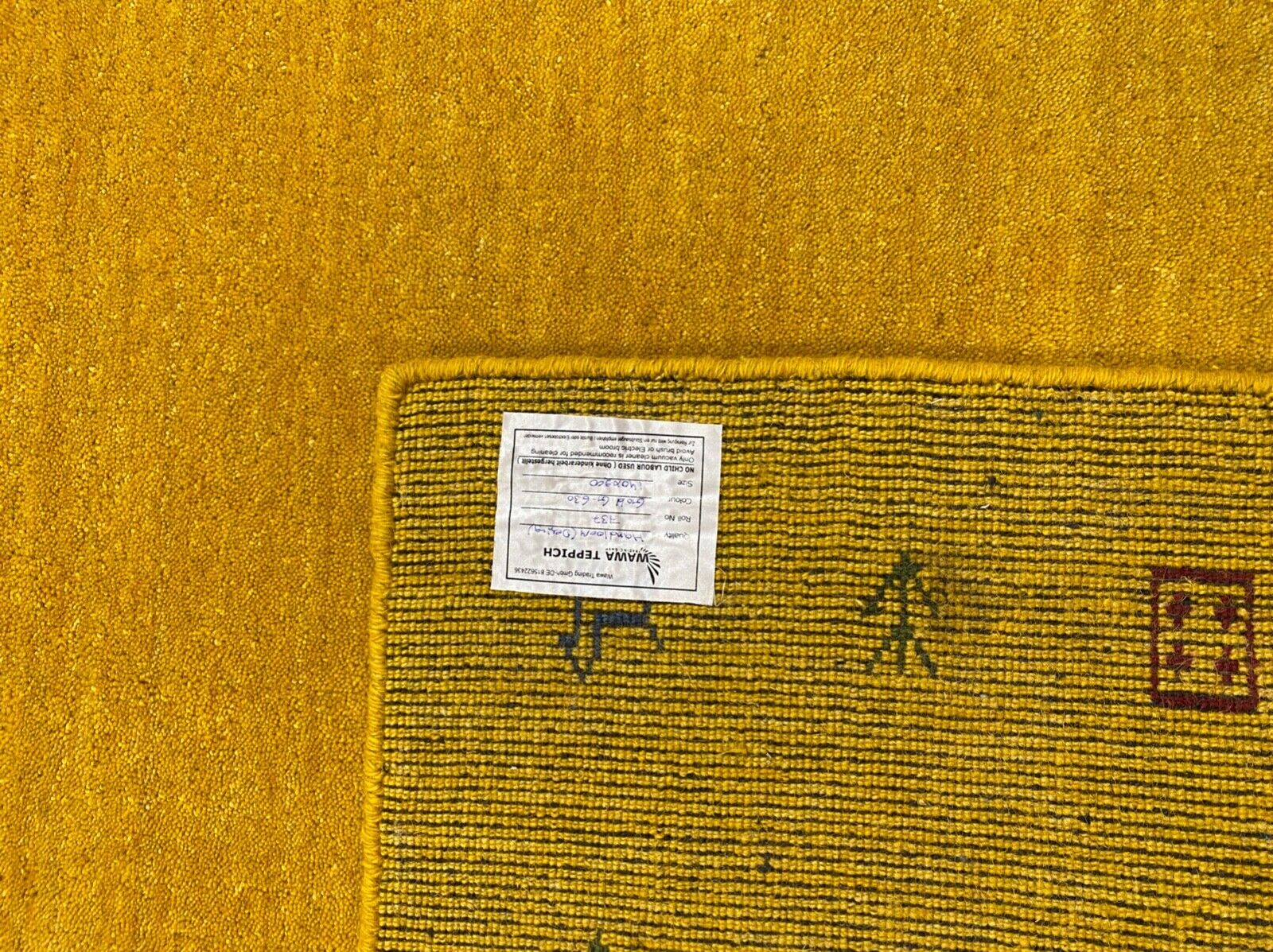 Kuldne vaip 160x230 cm Gabbeh 100% vill, käsitsi kootud Lori Buff Yellow G630