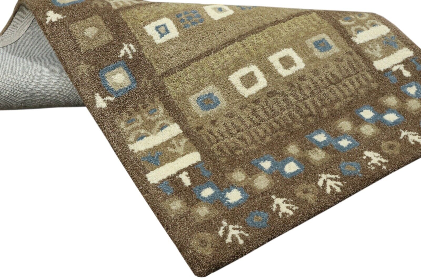 Gabbeh Teppich 100% Wolle 70X140 cm Pistazie farbe Handgetuftet T1008