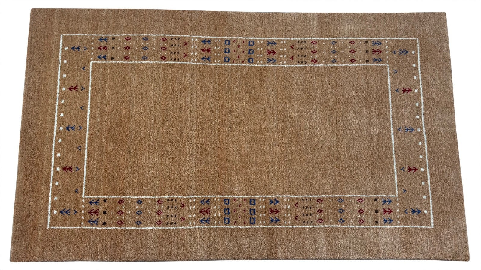 Gabbeh Teppich 90x160 cm Handgewebt 100% Wolle Peach Caramel Orient Modern ac1