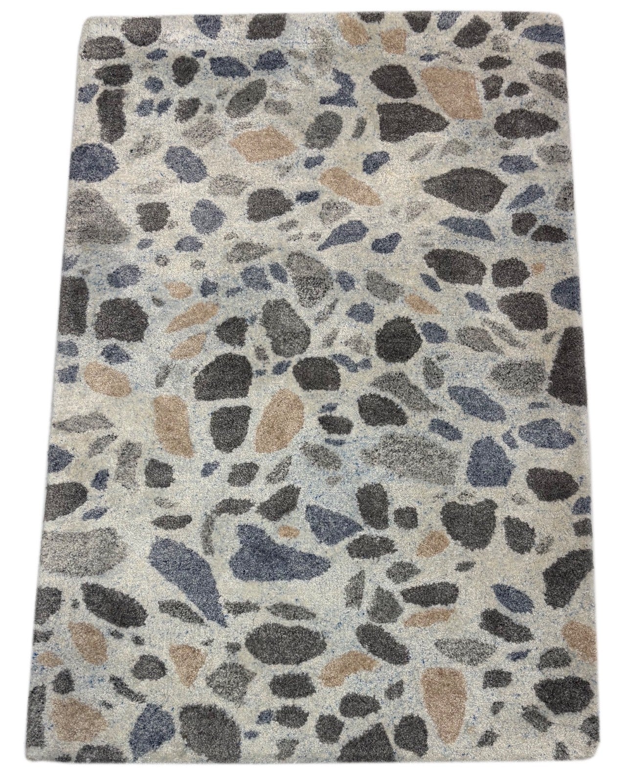 Handgetufteter Teppich 60x90 cm Beige Bunt Modern  Wolle Abstraktes Design D06