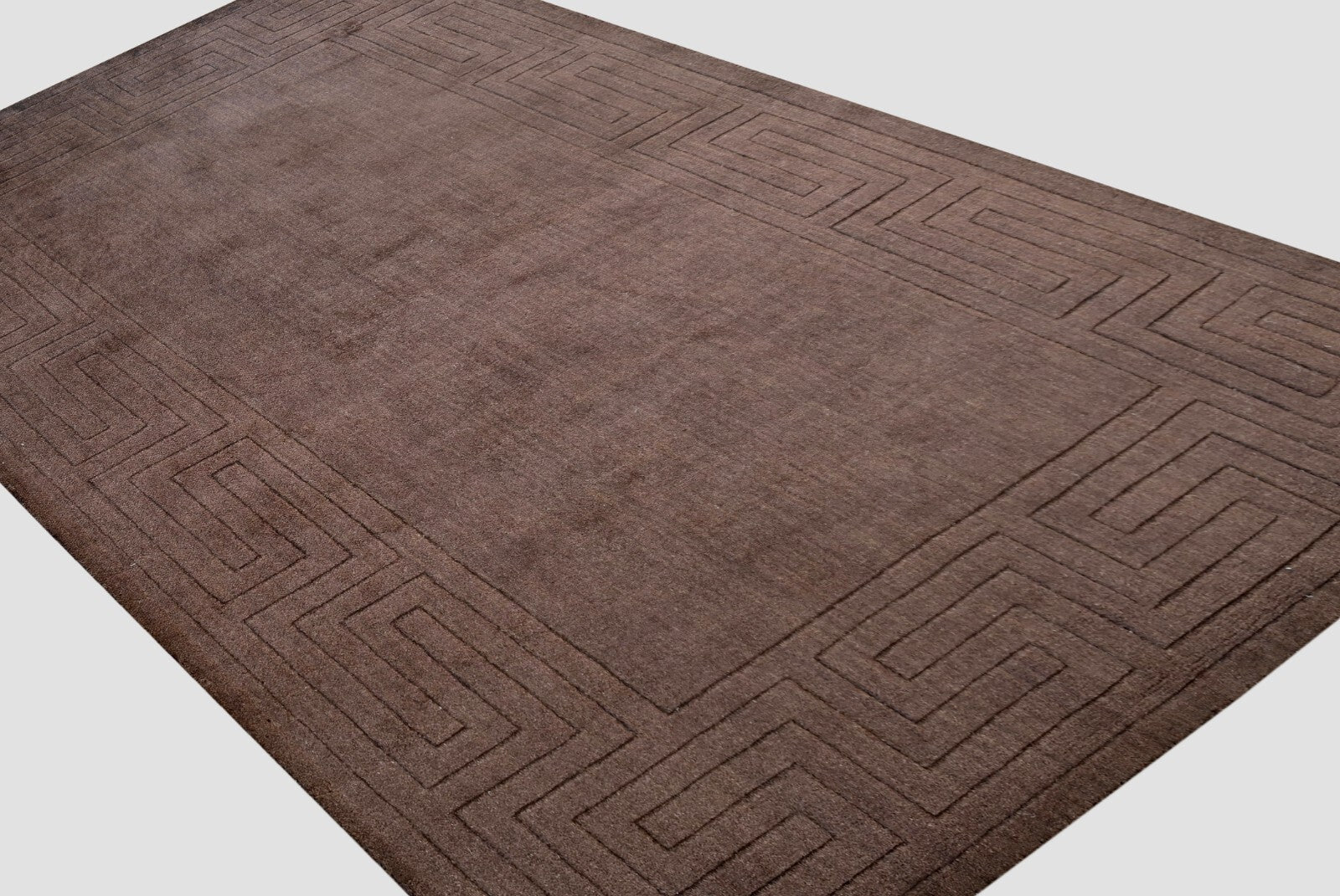 Ročno tkana volnena preproga 150x240 rjava, moderna dnevna soba SH233