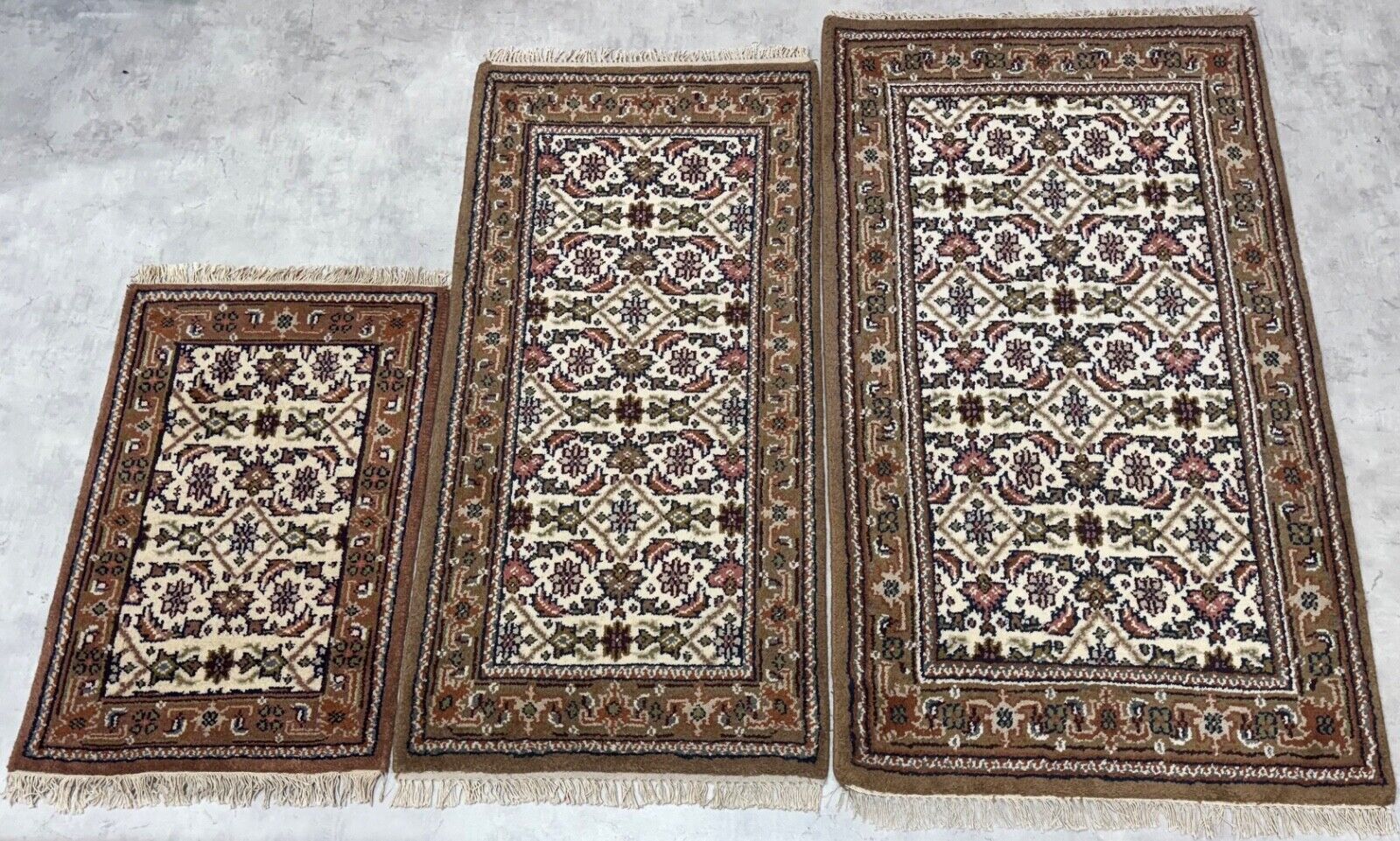 Herati Handgeknüpft Teppich 100% Wolle Orientteppich Beige Braun