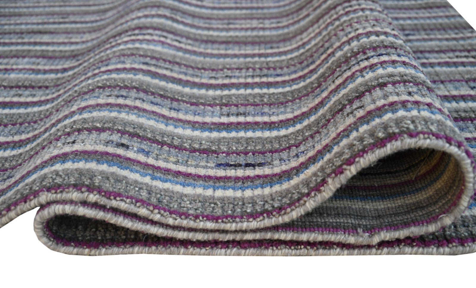 Handgewebter Teppich 150x240 Multi-Grau Glanzoptik Wolle  Wohnzimmer SH270