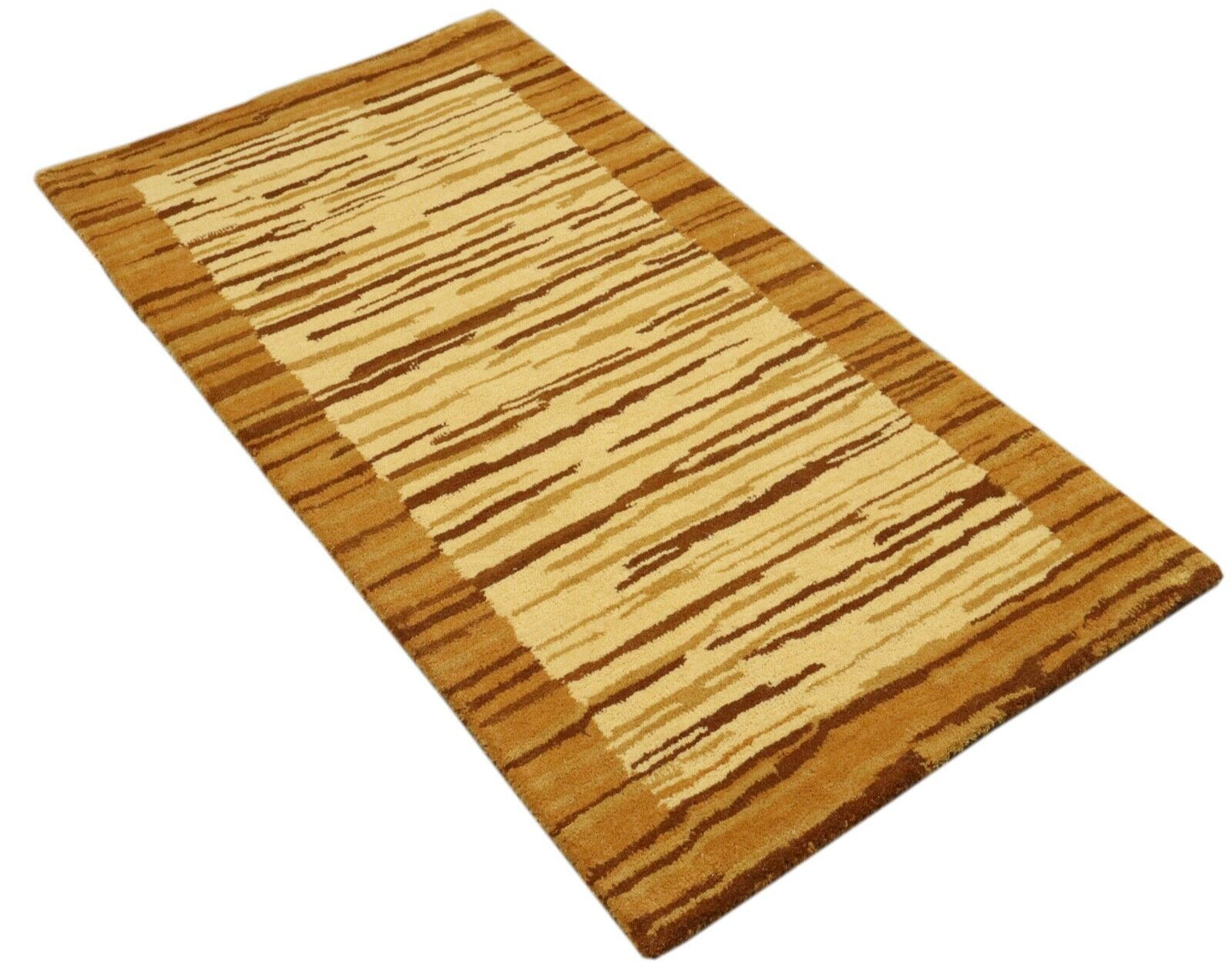 Orange Teppich 100% Wolle 70X140 cm Handarbeit Terrakotta Handgetuftet T990