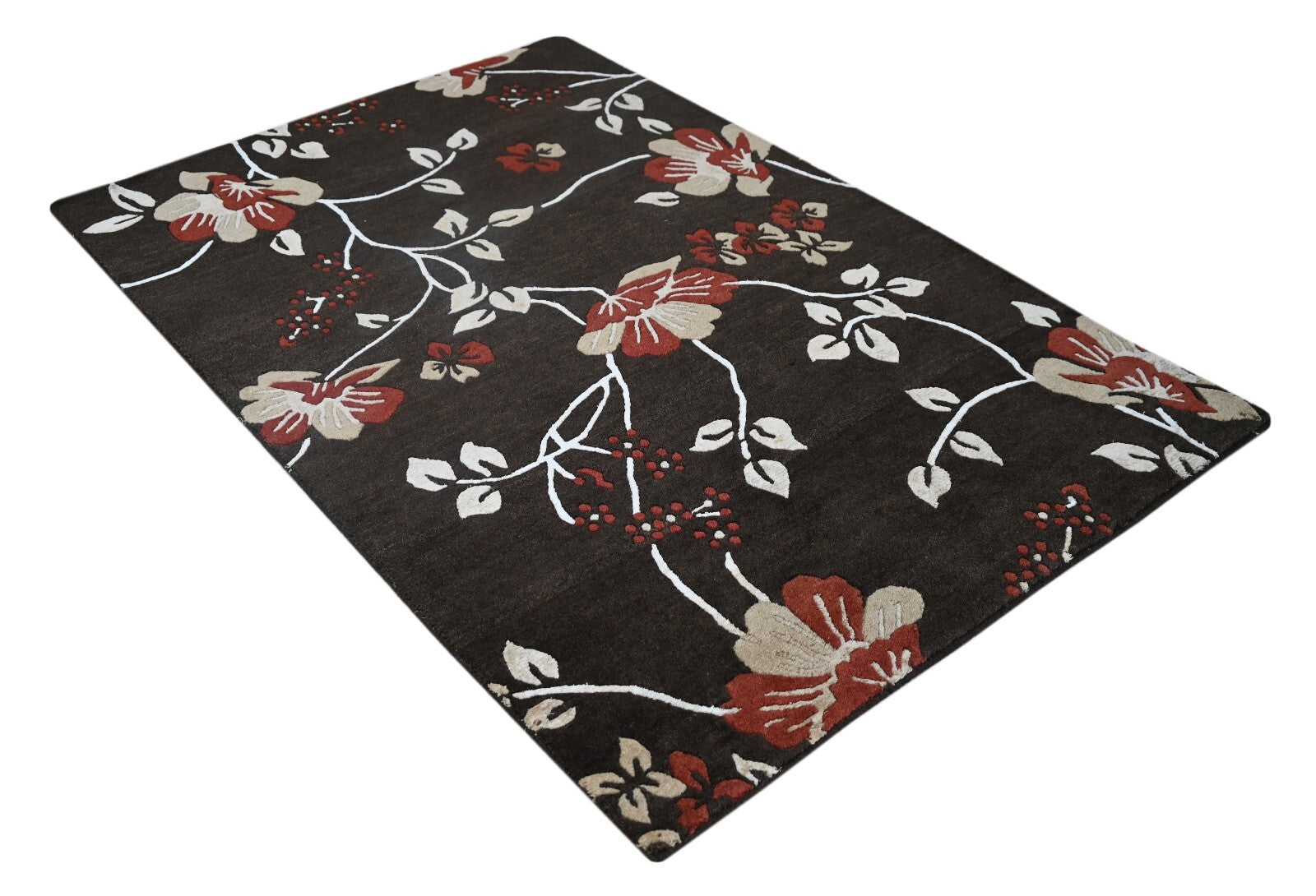 Modernes Handgeknüpfter Wolle 120x180 Vintage Braun Wohnzimmer Teppich SH252