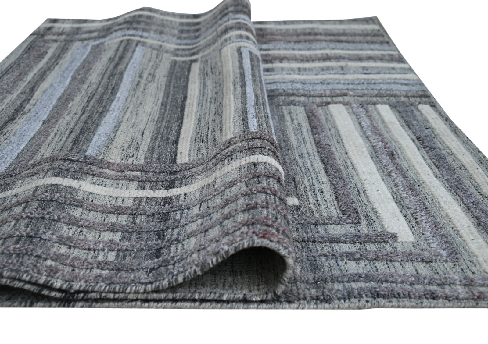 Moderna ročno vozlana volnena preproga za dnevno sobo 150x240 v vintage sivi barvi SH134