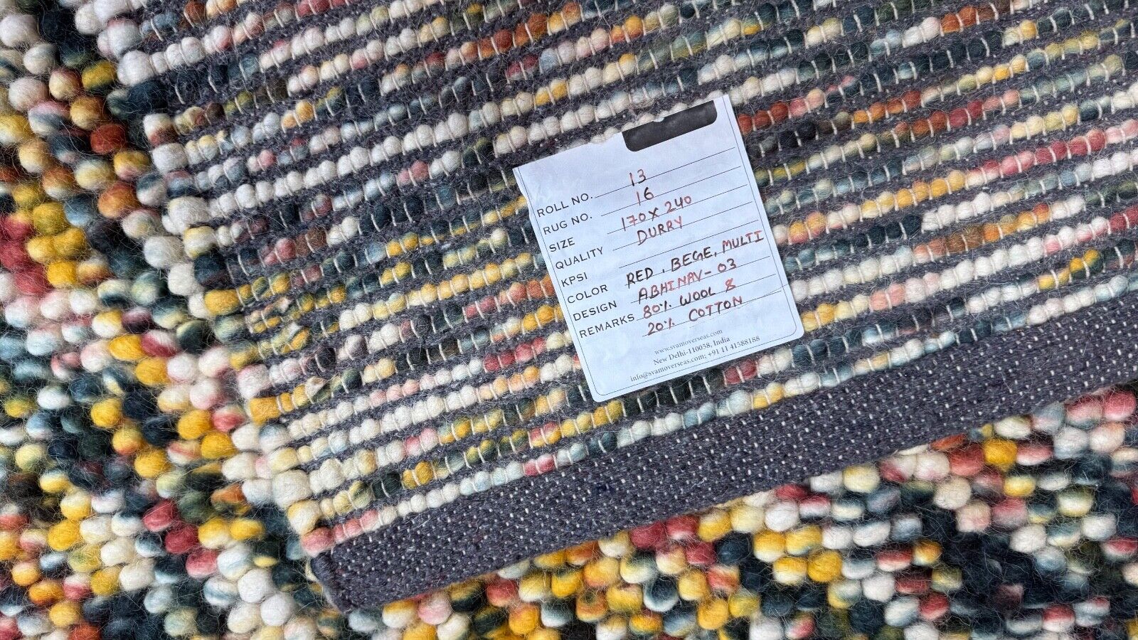 Bunter Wollteppich 170x240 cm Handgefertigt Modern Natur Teppich st13