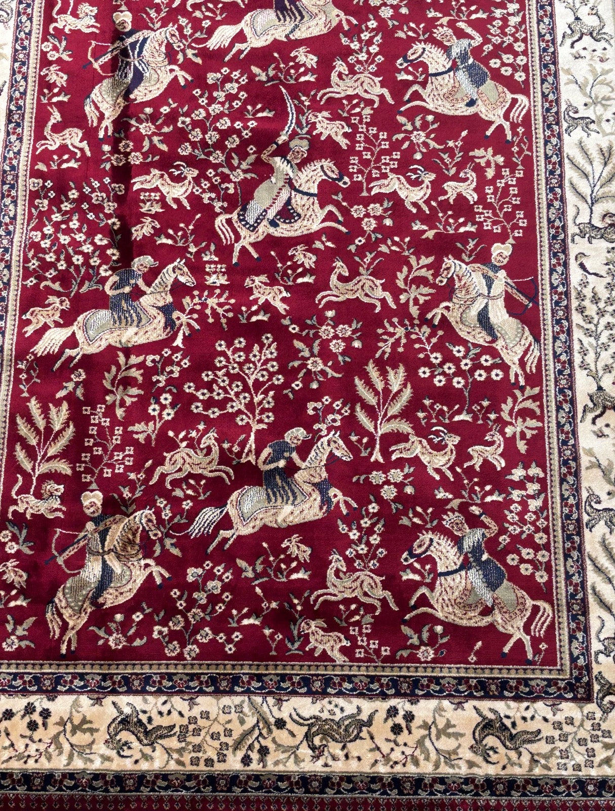 Orientteppich Kashmir Design 150x210 cm Viskose Seidenglanz Rot Beige M57R