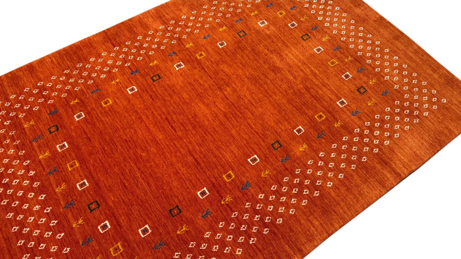 Terracotta Gabbeh Teppich 100% Wolle 120x180 cm Handgewebt Orientteppich AC4