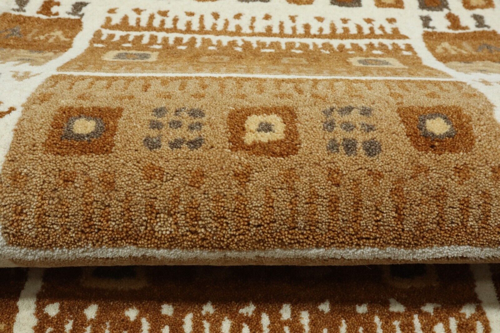 Gabbeh Teppich 100% Wolle 70X140 cm Handarbeit Beige Handgetuftet T997