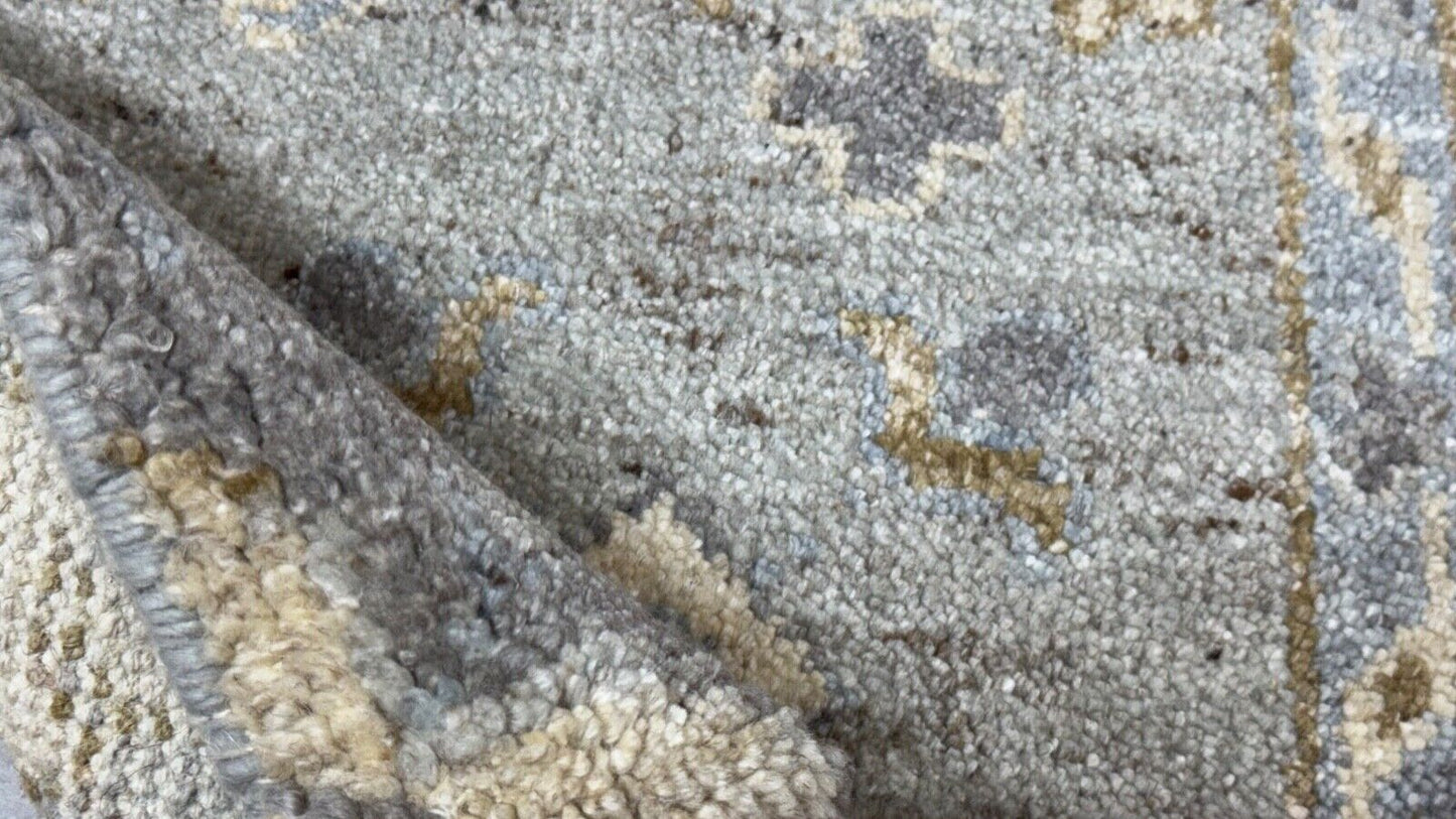 Handgeknüpfter Wollteppich 60x90 cm Kurzflor Modern Grau Beige Teppich st140