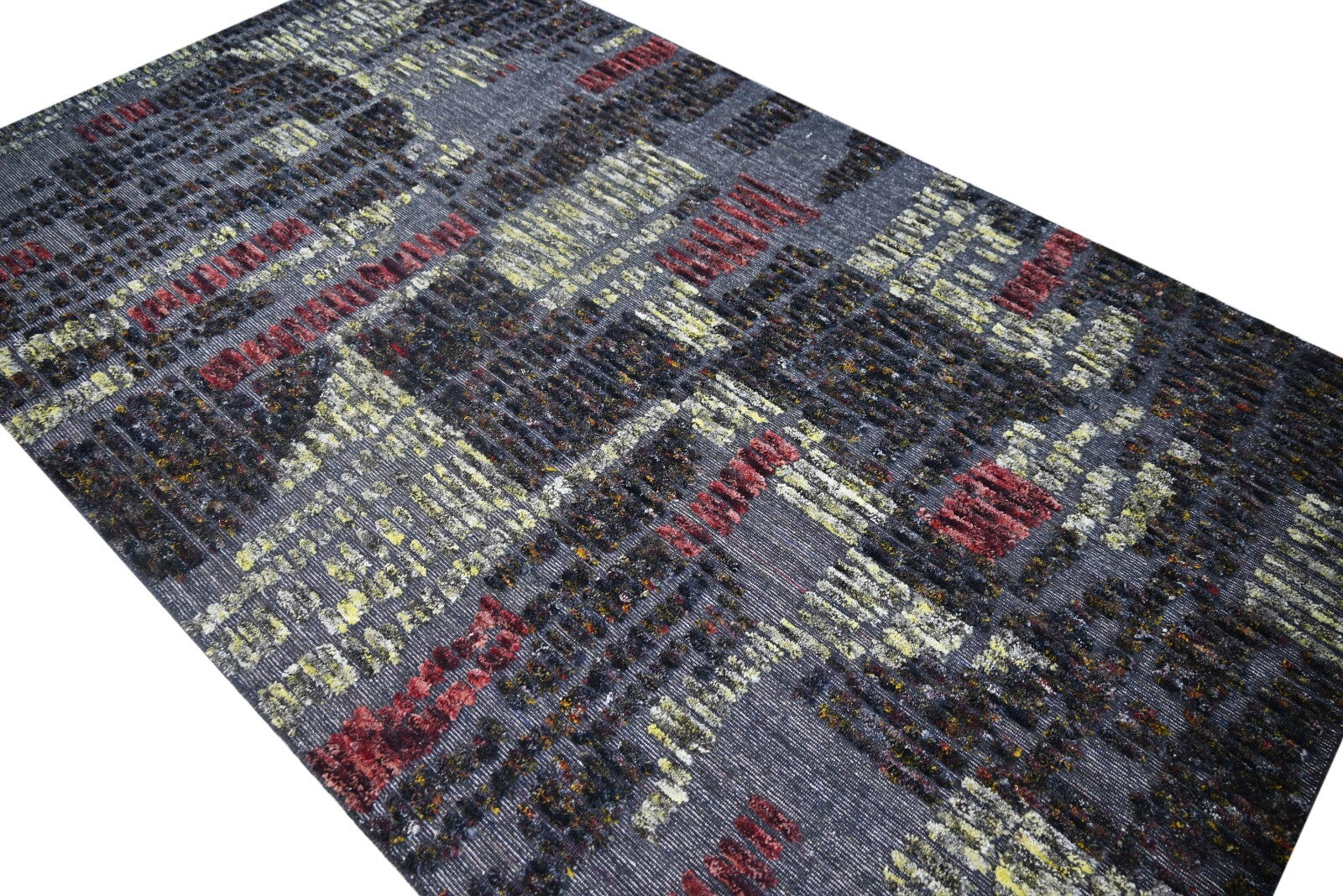 Tappeto tessuto a mano 150x240 carbone lucido lana soggiorno SH261