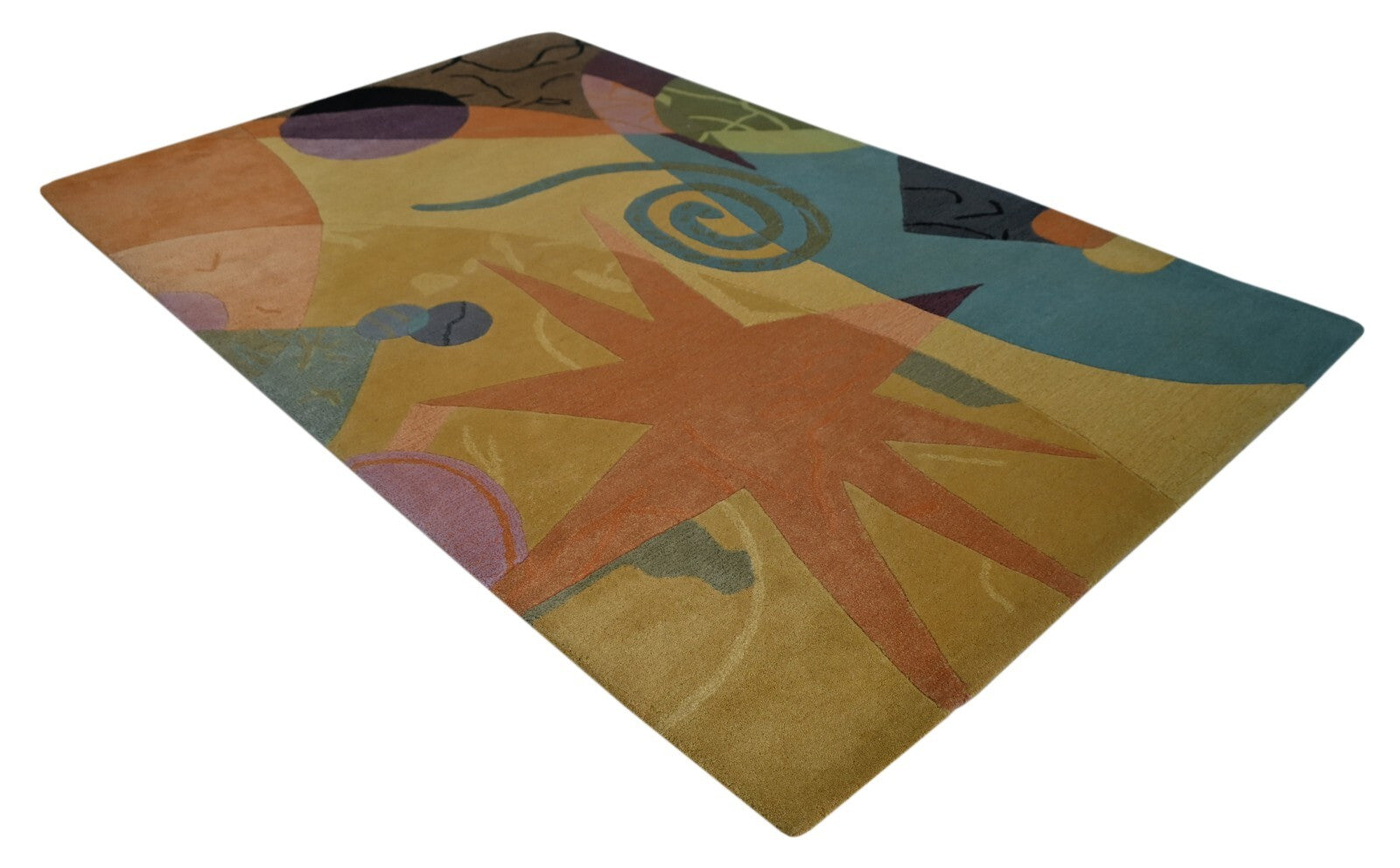 Handgetufteter Wolle teppich 150x240 Gold-Multi  Modern Wohnzimmer SH227