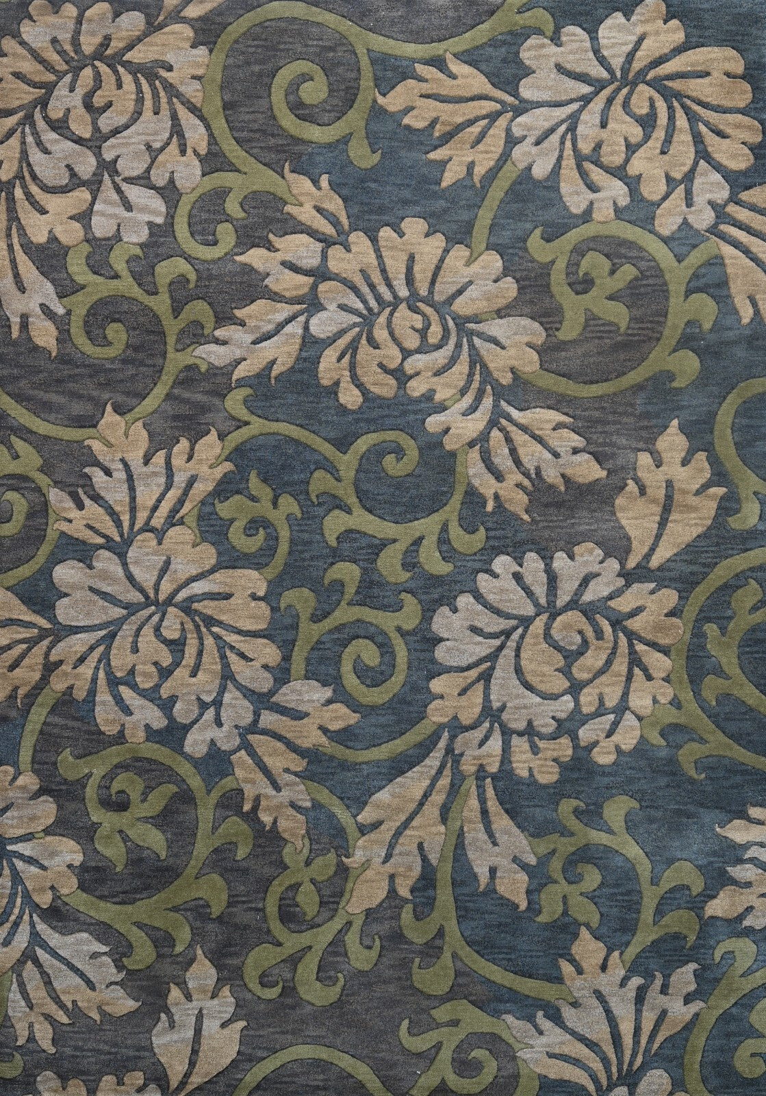 Modernes Handgeknüpfter Wolle 170x240 Vintage Grün Wohnzimmer Teppich SH178