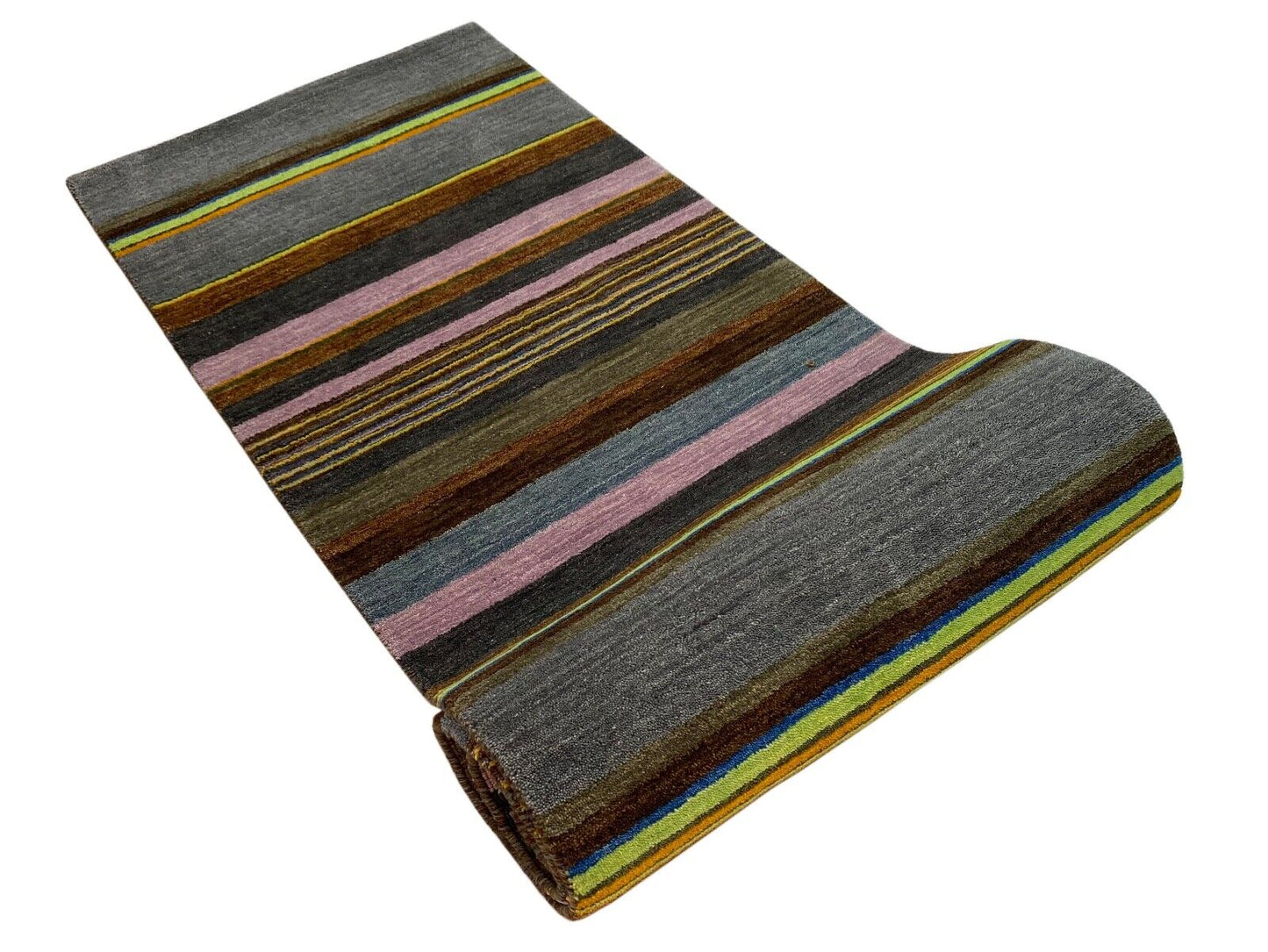 Läufer Gabbeh Teppich 100% Wolle Loom Handgefertigt 80X297 cm R423