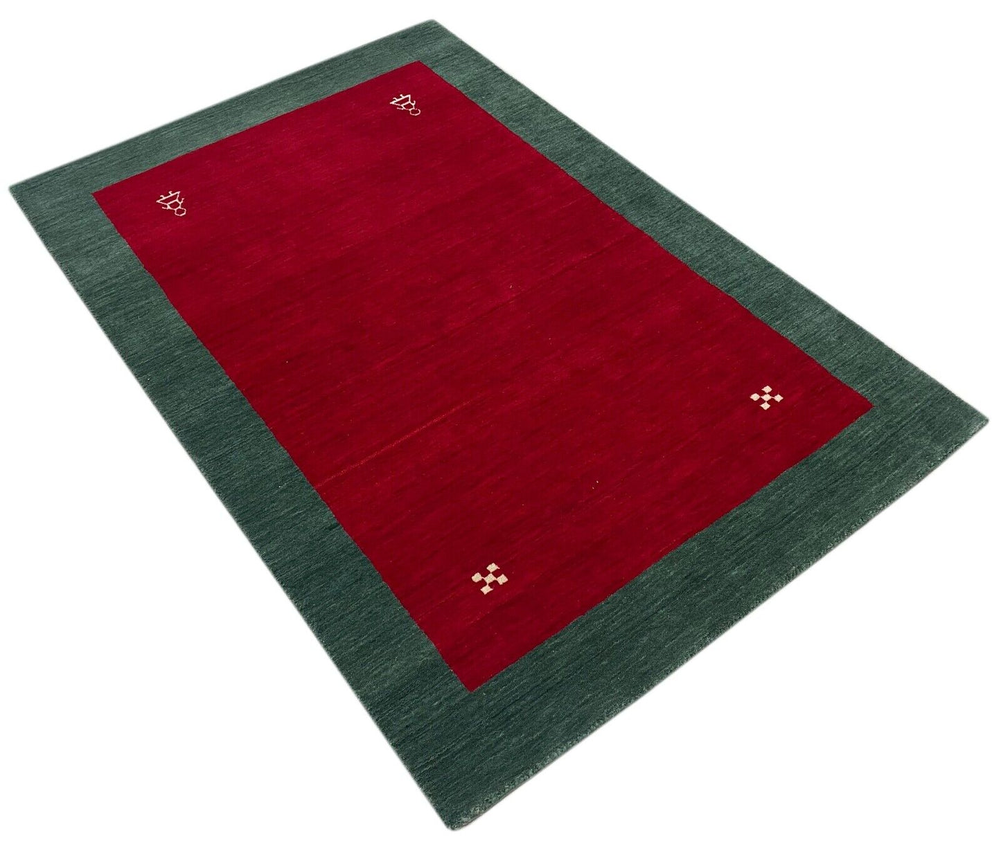 Rot Grün Teppich 100% Wolle Gabbeh 120x180 cm Handgewebt Home Deko WR160