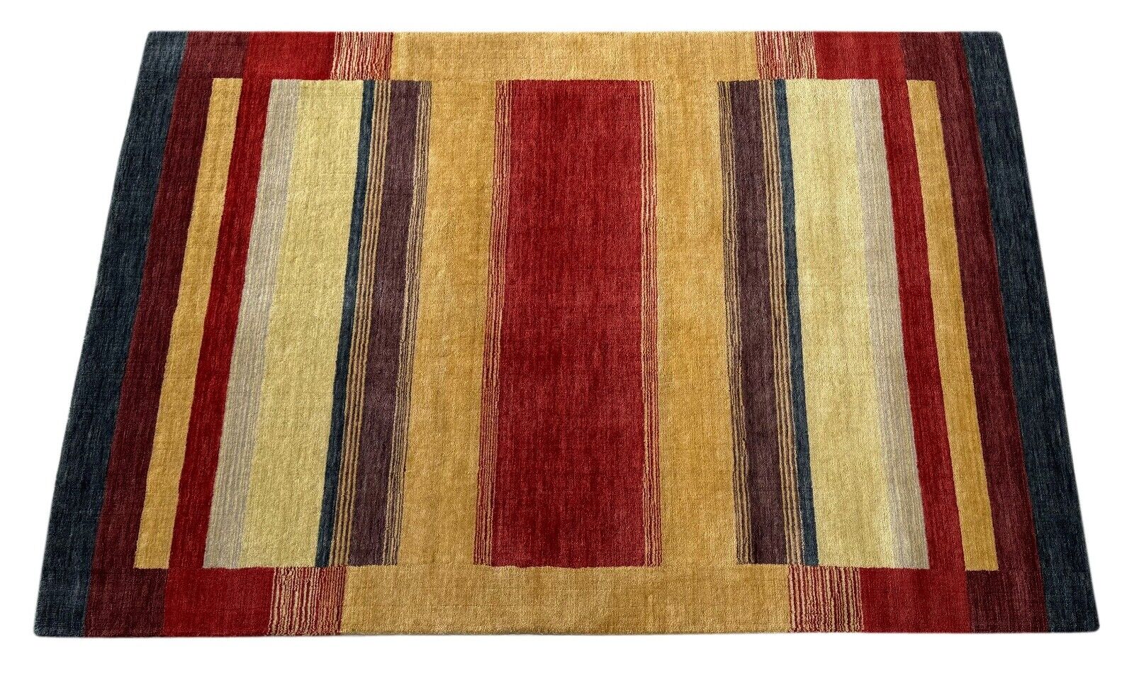 Gabbeh Teppich 100% Wolle 120x180 cm Rot Gold Bunt Handgewebt Orientteppich BR10